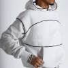 Custom Black Piping White Hoodie Tracksuit Manufacturer | Factory Men Fleece Streetwear Sweat Suit