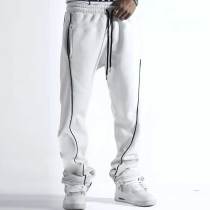 Custom Black Piping White Hoodie Tracksuit Manufacturer | Factory Men Fleece Streetwear Sweat Suit
