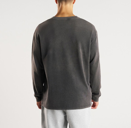 Custom Men's Vintage Washed Long Sleeve T-Shirt | Wholesale Premium Oversized Heavyweight Tee Supplier