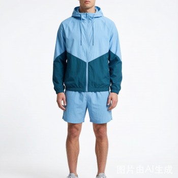 Men's Lightweight Color-Block Windbreaker Tracksuit Set
