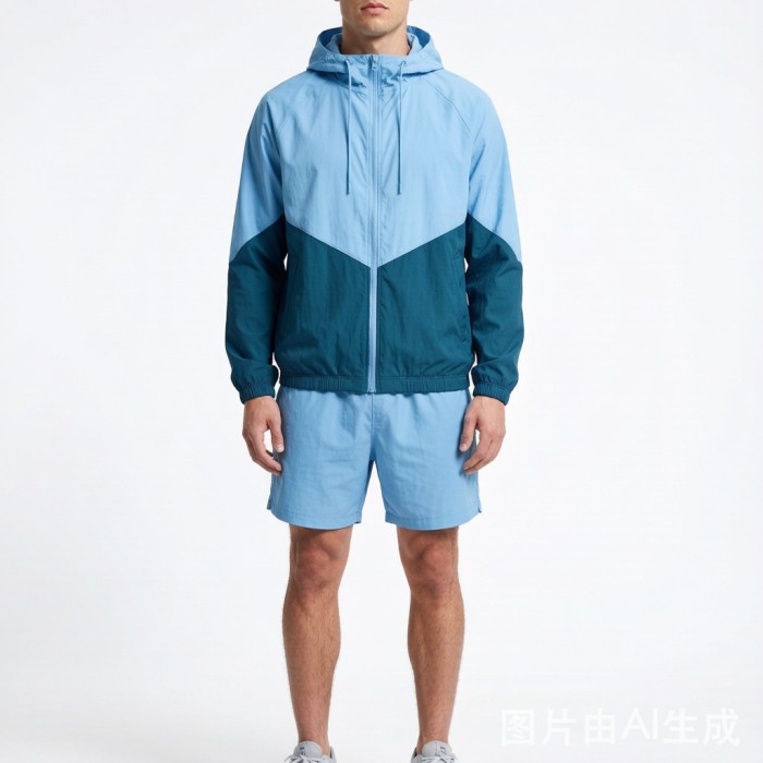 Men's Lightweight Color-Block Windbreaker Tracksuit Set