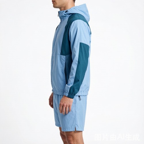 Men's Lightweight Color-Block Windbreaker Tracksuit Set