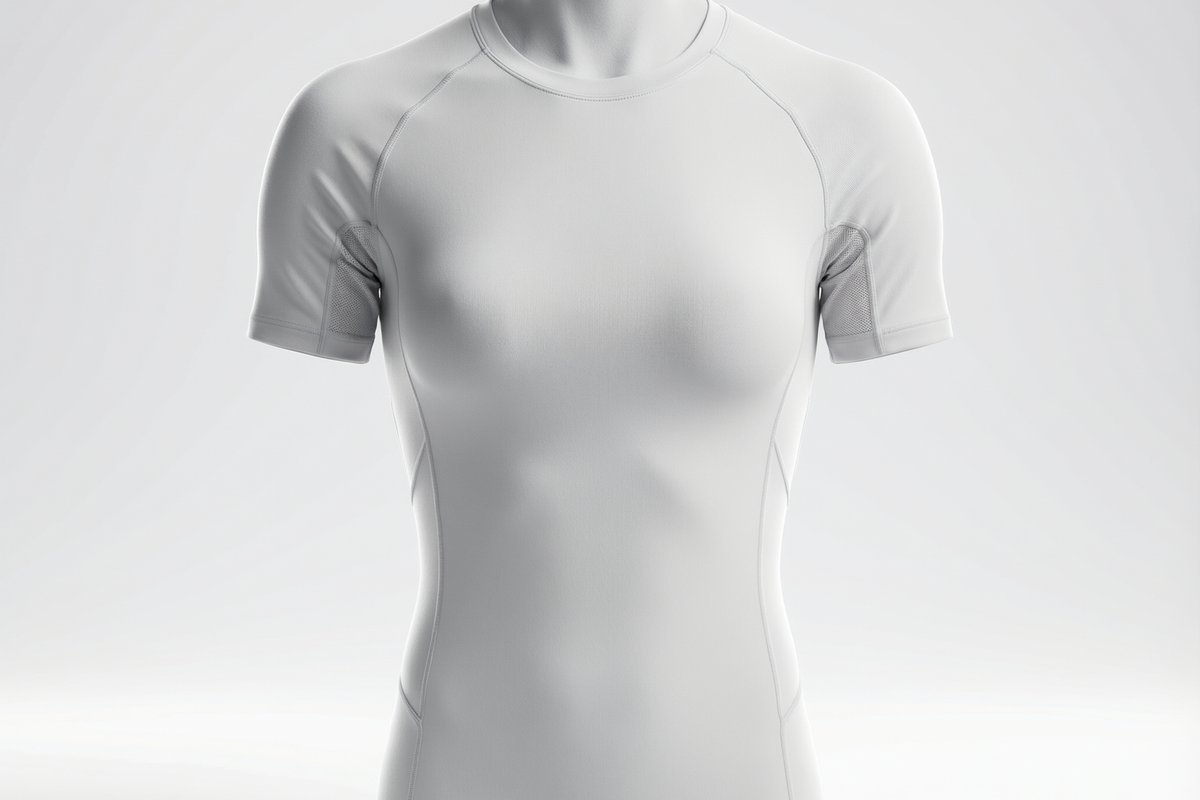 Premium gym wear performance fabric close up showing 4-way stretch texture and technical material