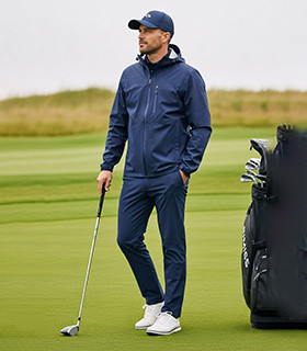 Luxury golf brand tournament dry-fit trousers on professional championship golf course