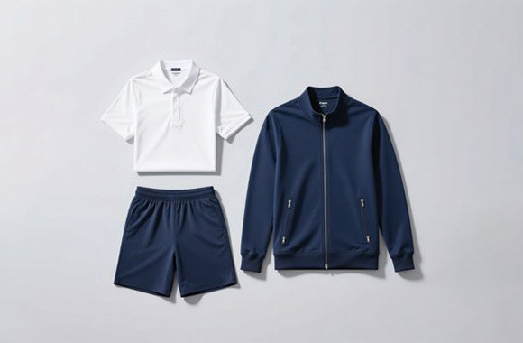Custom tennis apparel design workspace with fabric swatches and technical sketches