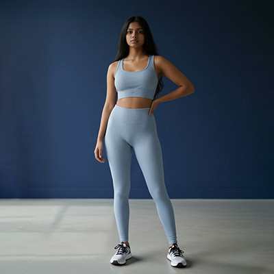 Women's yoga wear ultra-sculpting seamless leggings and crop top
