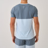 T Shirt for Workout Manufacturer | Blue Mixed Reflective Strip High Stretchy Men T Shirt