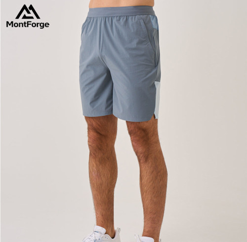 Athletic Shorts Manufacturers | Men Blue Mixed Polyester Spandex Woven Shorts Wholesale