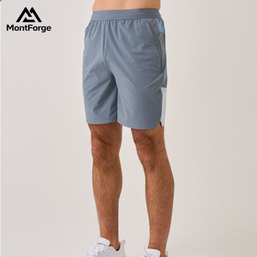 Athletic Shorts Manufacturers | Men Blue Mixed Polyester Spandex Woven Shorts Wholesale