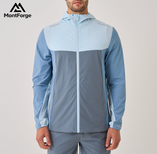 Men Custom Logo Jackets Supplier | Reflective Strip Logo Hoold Windbreak Jacket for Men