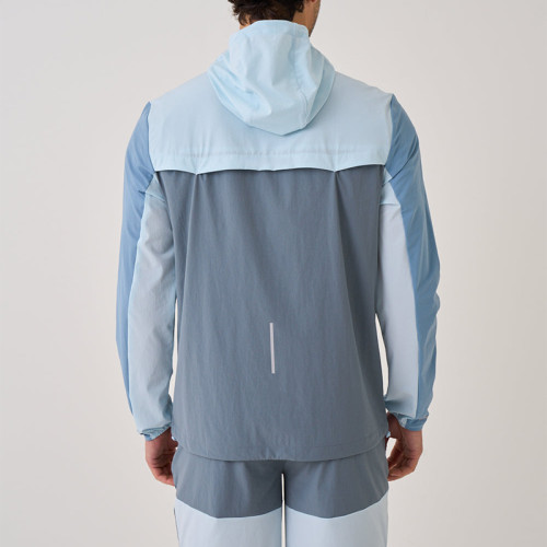 Men Custom Logo Jackets Supplier | Reflective Strip Logo Hoold Windbreak Jacket for Men