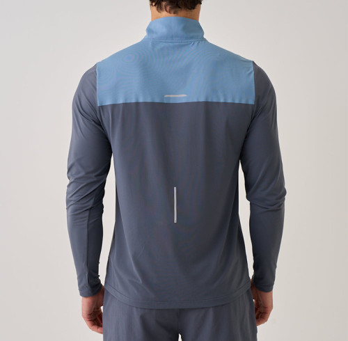 Polyester Workout T-Shirts Manufacturer | Sport Blue Mixed Long Sleeve T Shirts For Men