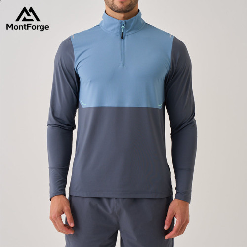 Polyester Workout T-Shirts Manufacturer | Sport Blue Mixed Long Sleeve T Shirts For Men