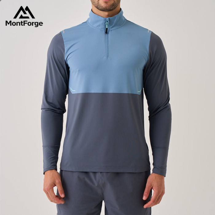 Polyester Workout T-Shirts Manufacturer | Sport Blue Mixed Long Sleeve T Shirts For Men