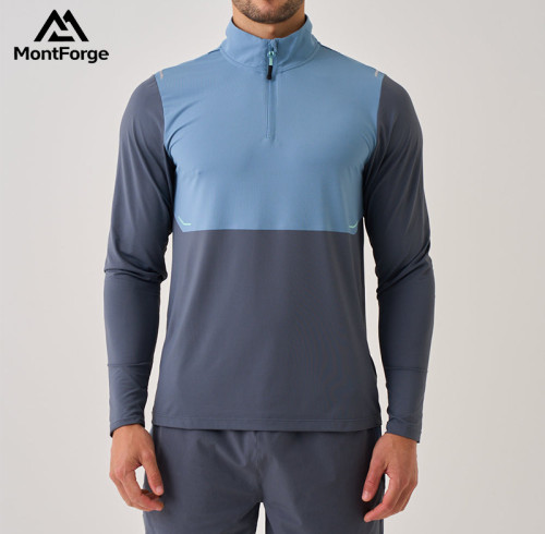 Polyester Workout T-Shirts Manufacturer | Sport Blue Mixed Long Sleeve T Shirts For Men