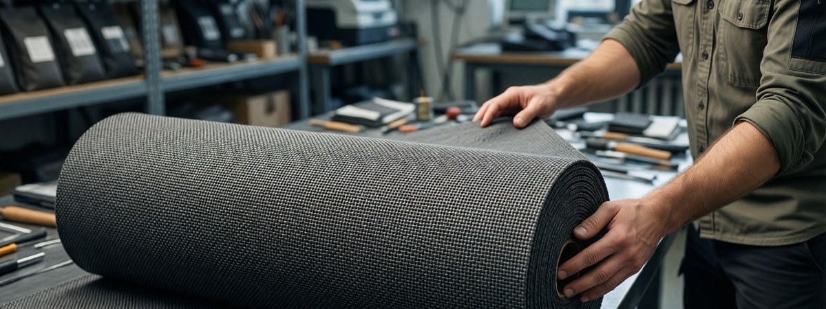 Close-up of durable ripstop Cordura nylon outdoor fabric