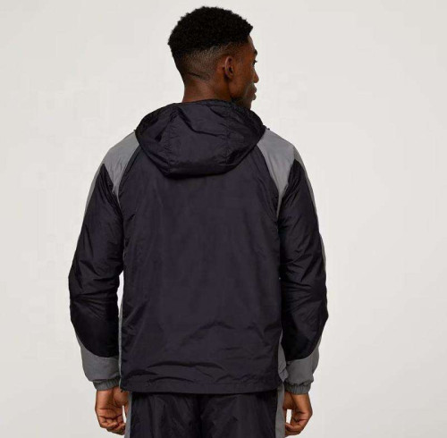 Private Label Men's Color Block Hooded Windbreaker | Wholesale Lightweight Sports Jacket Supplier