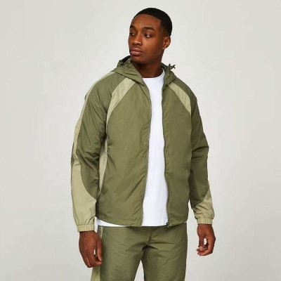 Private Label Men's Color Block Hooded Windbreaker | Wholesale Lightweight Sports Jacket Supplier