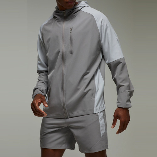Custom Logo Male Two-Tone Running Sports Set | Wholesale Zip-Up Gym Activewear Manufacturer