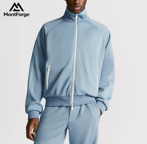 Private Label Men's Stand Collar Track Jacket | Wholesale High-End Athleisure Sweatshirt Manufacturer
