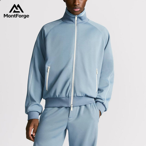 Private Label Men's Stand Collar Track Jacket | Wholesale High-End Athleisure Sweatshirt Manufacturer
