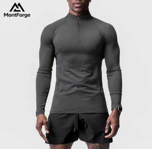 Private Label Men's Half-Zip Long Sleeve Baselayer | Wholesale Compression Sports Shirt Supplier