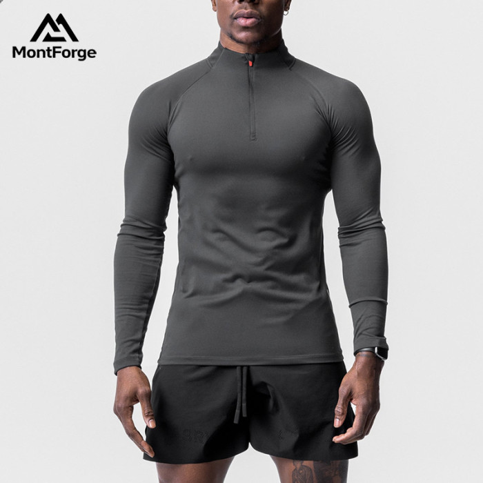 Private Label Men's Half-Zip Long Sleeve Baselayer | Wholesale Compression Sports Shirt Supplier