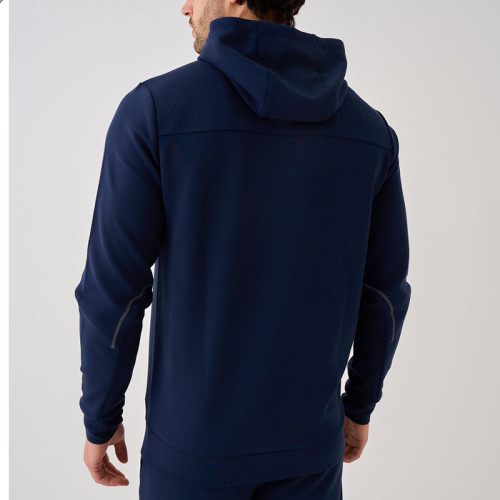 Navy Blue Reflective Strip Hood Sweatshirt | Custom Hoodies in Bulk Manufacturer