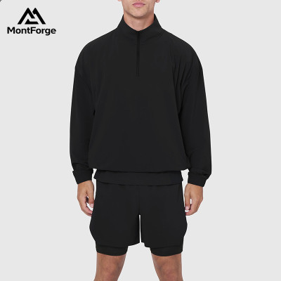Private Label Men's Quarter-Zip Windbreaker | Wholesale Lightweight Athletic Pullover Jacket Supplier