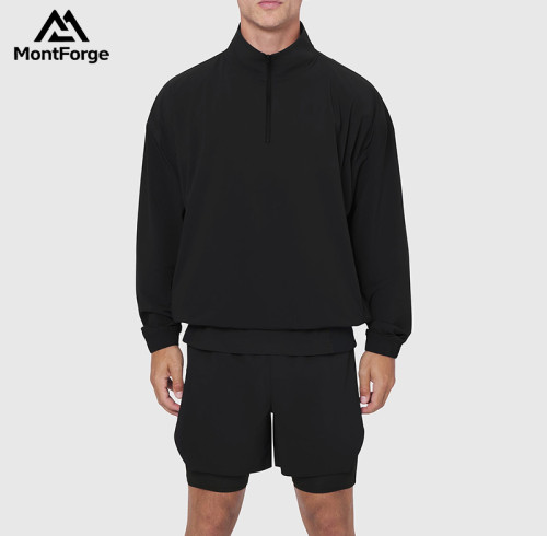 Private Label Men's Quarter-Zip Windbreaker | Wholesale Lightweight Athletic Pullover Jacket Supplier