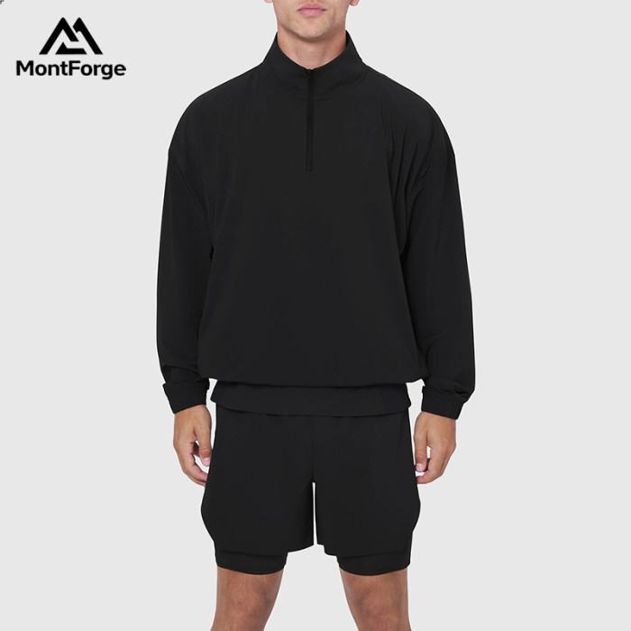 Private Label Men's Quarter-Zip Windbreaker | Wholesale Lightweight Athletic Pullover Jacket Supplier