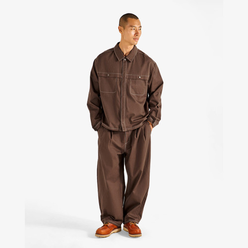 Custom Men's Pleated Pants Manufacturer | Contrast Stitch Wide Leg Trousers Wholesale