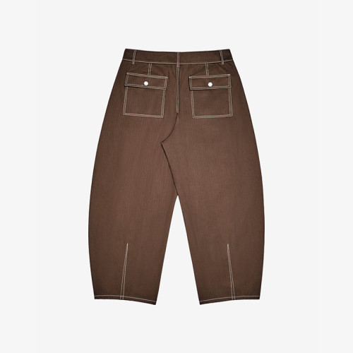 Custom Men's Pleated Pants Manufacturer | Contrast Stitch Wide Leg Trousers Wholesale