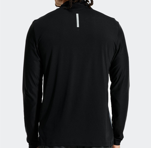 Breathable T-Shirt Manufacturers | Black and Grey Long Sleeve Breathable Custom 1/4 Zip Supplier