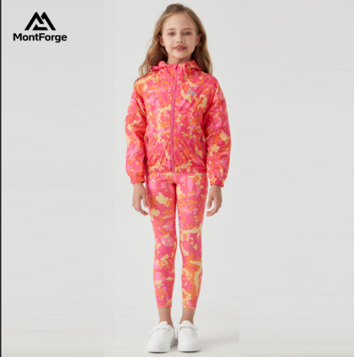 Custom  Girls' Waterproof Outdoor Windbreaker Digital Print Soft Shell Hooded Sports Jacket