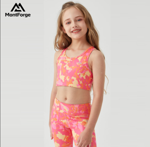 Custom Girls' Digital Print Cropped Vest | High-Waisted Leggings Fitness Set Yoga Gym Training Clothing