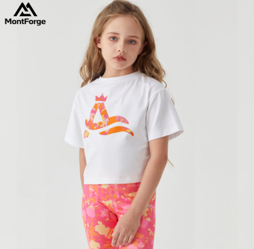Custom Girls' digital print cotton stretch T-shirt with a loose fit