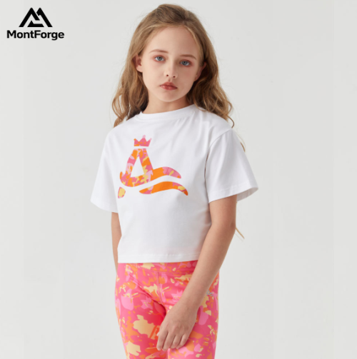 Custom Girls' digital print cotton stretch T-shirt with a loose fit