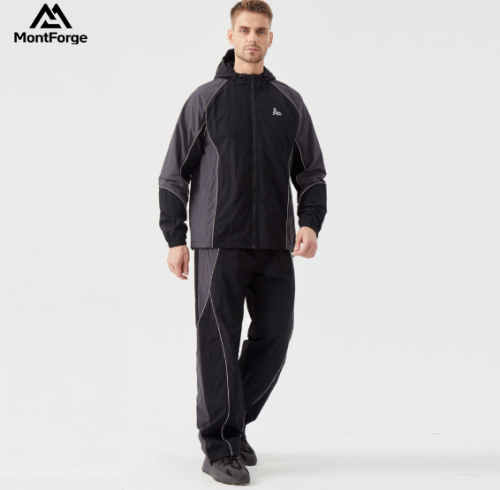 Custom  Men's reflective windbreaker set | Streetwear loose-fit sportswear set