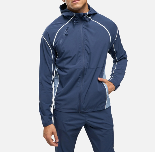 Navy Reflective Windbreaker Manufacturer | Custom Quick-Dry Outdoor Training Jacket for Men