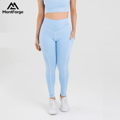 Custom Activewear Yoga Pants Manufacturer | Women's High Waist Yoga Leggings with Pockets Contrast Stitching Stretch Gym Pants