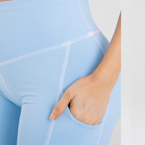 Custom Activewear Yoga Pants Manufacturer | Women's High Waist Yoga Leggings with Pockets Contrast Stitching Stretch Gym Pants