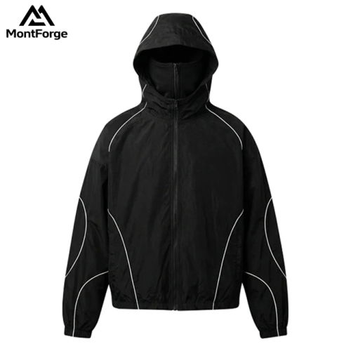 Mens Hooded Techwear Reflective Windbreaker Jacket | Techwear Reflective Jacket