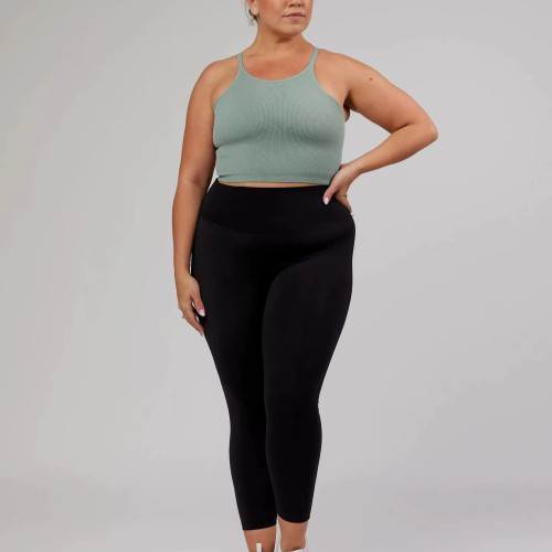 OEM Women’s  Padded Ribbed Crop Tank Top – Breathable Knitted Yoga & Workout Sports Bra