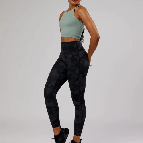 OEM Women’s  Padded Ribbed Crop Tank Top – Breathable Knitted Yoga & Workout Sports Bra