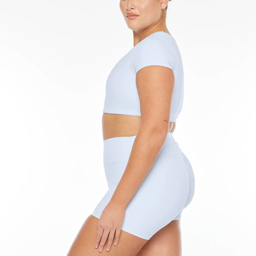 Custom 2-Piece Women ' s  Workout Set– Crop Top & High-Waist Leggings –Breathable Activewear for Gym