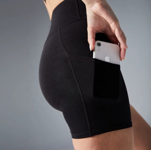 Women’s Pink Yoga Shorts – Stretchy Sustainable Sports Shorts with Zipper & Side Pockets