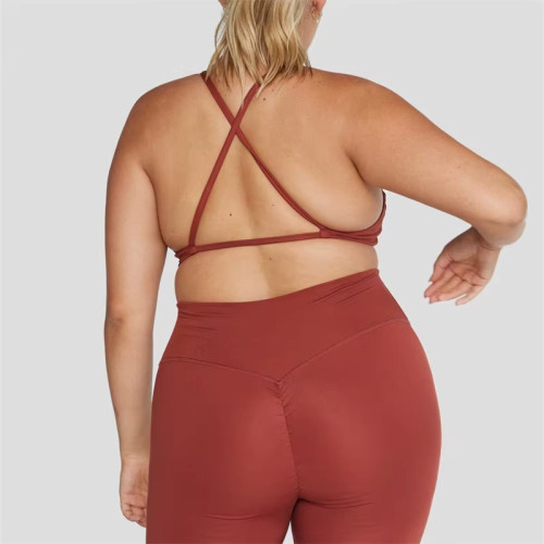 Wholesale Cross Back  Plus Size Sports Bra – Thin Strap High Impact  Workout Top for Women
