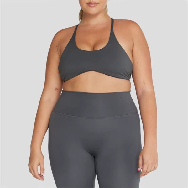 Wholesale Cross Back  Plus Size Sports Bra – Thin Strap High Impact  Workout Top for Women
