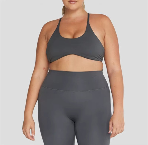 Wholesale Cross Back  Plus Size Sports Bra – Thin Strap High Impact  Workout Top for Women